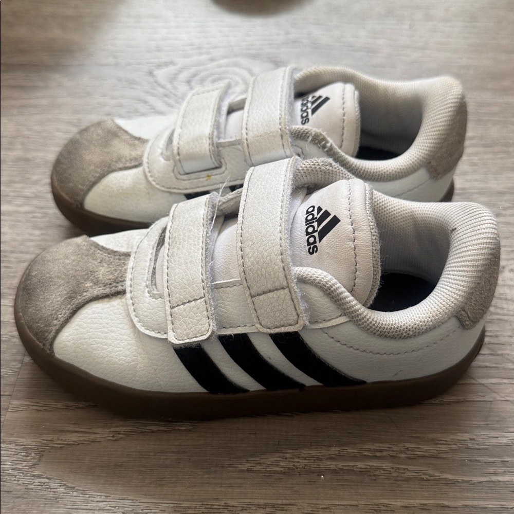 Adidas Kids' White and Black Velcro Sneakers